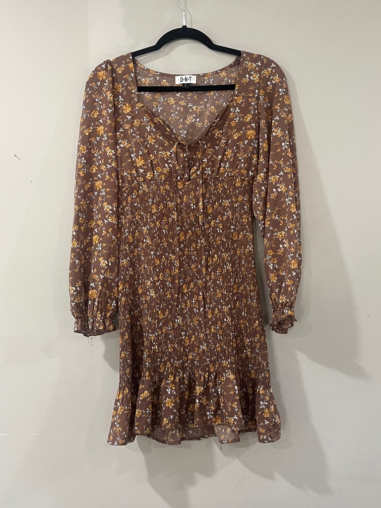 Dnt Brown Floral Mini Dress